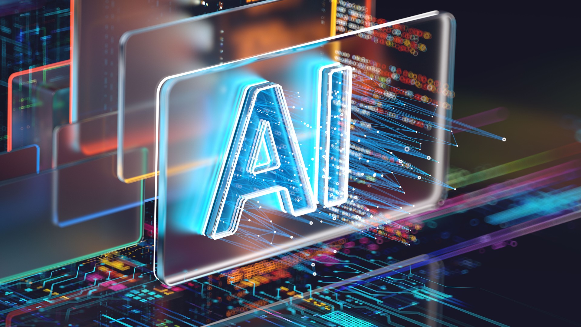 AI - Artificial Intelligence. Big data, Machine Learning Concepts. Abstract background. Digital transformation.